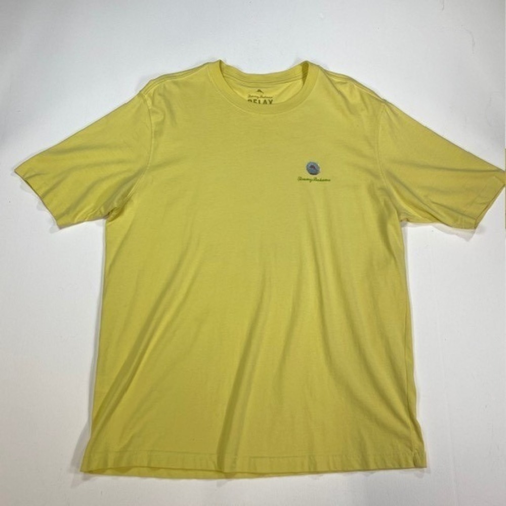 Tommy Bahama Relax First Cup of the Day Golf Graphic T Shirt Mens Large Yellow
